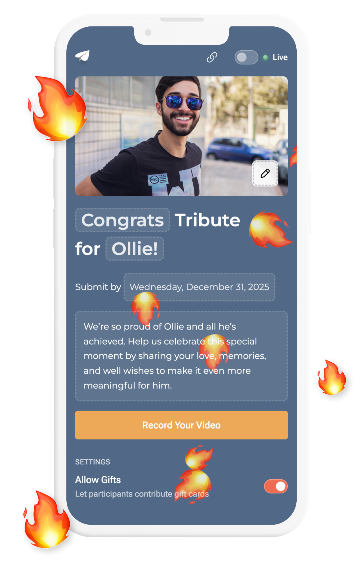 Create your Tribute page - step 1