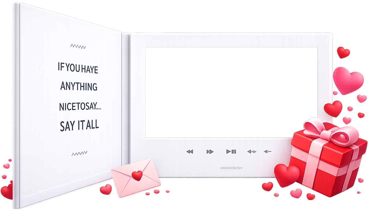 Valentine's Day video book - open book with hearts and gift